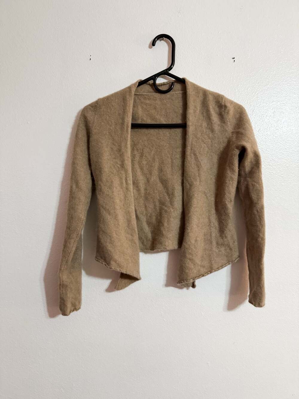 Garnet Hill 100% Cashmere Open Front Cropped Cardigan Sweater